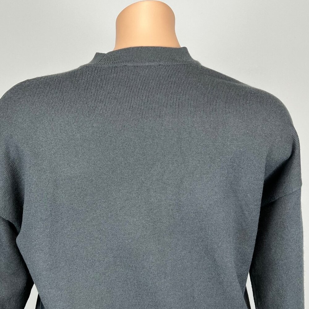 Ann Taylor Womens Plus Navy Faux Leather Knit Cardigan V Neck Sweater size XXL - Picture 8 of 12